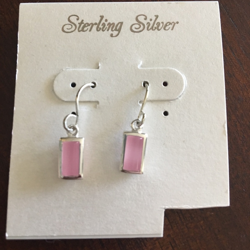 Pink sterling silver earrings
